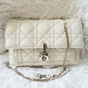 Christian Dior My Dior Daily Pouch with Chain Latte Cannage Lambskin